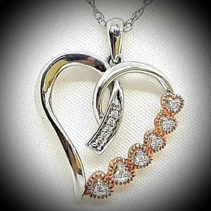 New Stunning Genuine .45ctw Diamond Hearts Pendant!